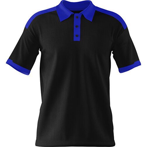 Poloshirt Individuell Gestaltbar , schwarz / blau, 200gsm Poly / Cotton Pique, M, 70,00cm x 49,00cm (Höhe x Breite), Bild 1