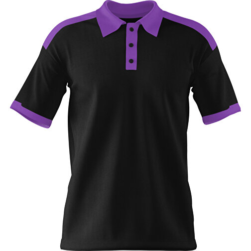 Poloshirt Individuell Gestaltbar , schwarz / lavendellila, 200gsm Poly / Cotton Pique, M, 70,00cm x 49,00cm (Höhe x Breite), Bild 1