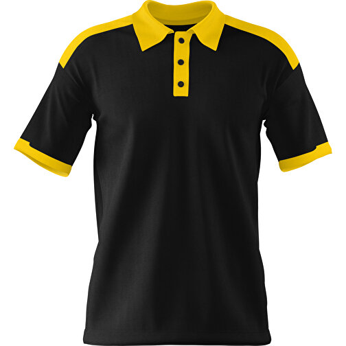Poloshirt Individuell Gestaltbar , schwarz / goldgelb, 200gsm Poly / Cotton Pique, 3XL, 81,00cm x 66,00cm (Höhe x Breite), Bild 1