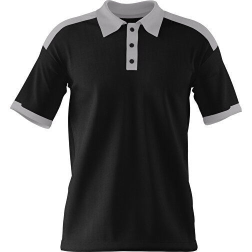 Poloshirt Individuell Gestaltbar , schwarz / hellgrau, 200gsm Poly / Cotton Pique, 2XL, 79,00cm x 63,00cm (Höhe x Breite), Bild 1