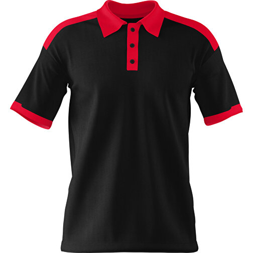 Poloshirt Individuell Gestaltbar , schwarz / ampelrot, 200gsm Poly / Cotton Pique, 2XL, 79,00cm x 63,00cm (Höhe x Breite), Bild 1