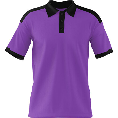 Poloshirt Individuell Gestaltbar , lavendellila / schwarz, 200gsm Poly / Cotton Pique, XL, 76,00cm x 59,00cm (Höhe x Breite), Bild 1