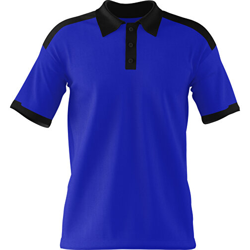 Poloshirt Individuell Gestaltbar , blau / schwarz, 200gsm Poly / Cotton Pique, S, 65,00cm x 45,00cm (Höhe x Breite), Bild 1