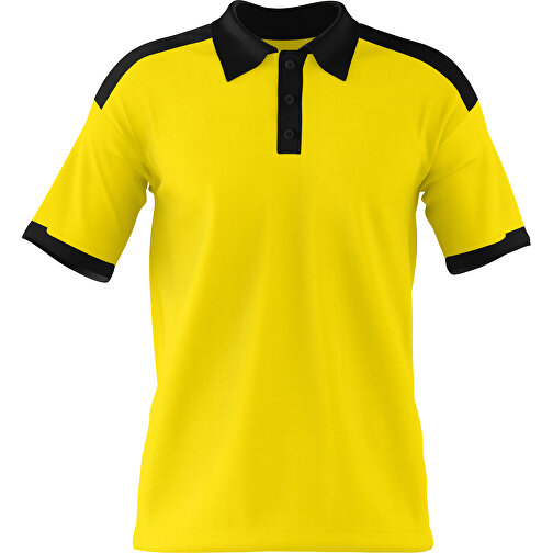 Poloshirt Individuell Gestaltbar , gelb / schwarz, 200gsm Poly / Cotton Pique, S, 65,00cm x 45,00cm (Höhe x Breite), Bild 1