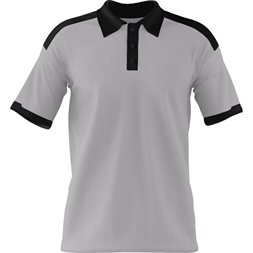 Poloshirt Individuell Gestaltbar , hellgrau / schwarz, 200gsm Poly / Cotton Pique, M, 70,00cm x 49,00cm (Höhe x Breite), Bild 1