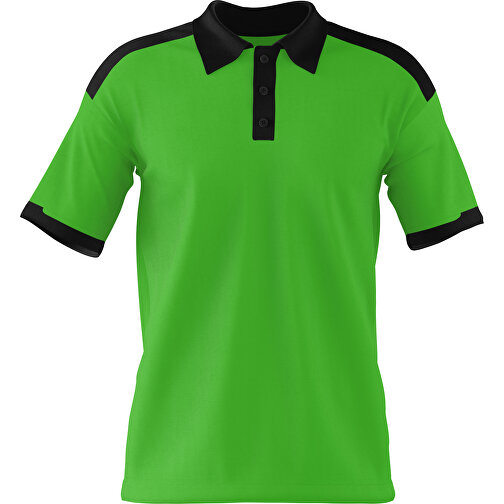 Poloshirt Individuell Gestaltbar , grasgrün / schwarz, 200gsm Poly / Cotton Pique, M, 70,00cm x 49,00cm (Höhe x Breite), Bild 1