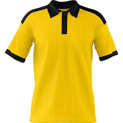 Poloshirt Individuell Gestaltbar , goldgelb / schwarz, 200gsm Poly / Cotton Pique, M, 70,00cm x 49,00cm (Höhe x Breite), Bild 1