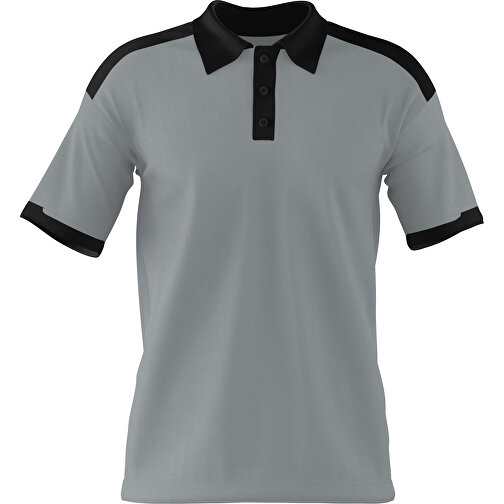 Poloshirt Individuell Gestaltbar , silber / schwarz, 200gsm Poly / Cotton Pique, L, 73,50cm x 54,00cm (Höhe x Breite), Bild 1