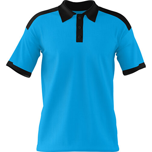 Poloshirt Individuell Gestaltbar , himmelblau / schwarz, 200gsm Poly / Cotton Pique, L, 73,50cm x 54,00cm (Höhe x Breite), Bild 1