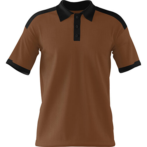 Poloshirt Individuell Gestaltbar , dunkelbraun / schwarz, 200gsm Poly / Cotton Pique, 2XL, 79,00cm x 63,00cm (Höhe x Breite), Bild 1