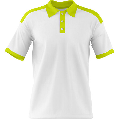 Poloshirt Individuell Gestaltbar , weiß / hellgrün, 200gsm Poly / Cotton Pique, L, 73,50cm x 54,00cm (Höhe x Breite), Bild 1