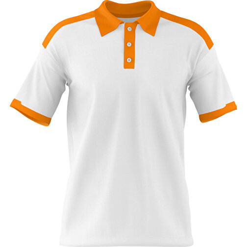 Poloshirt Individuell Gestaltbar , weiß / gelborange, 200gsm Poly / Cotton Pique, L, 73,50cm x 54,00cm (Höhe x Breite), Bild 1