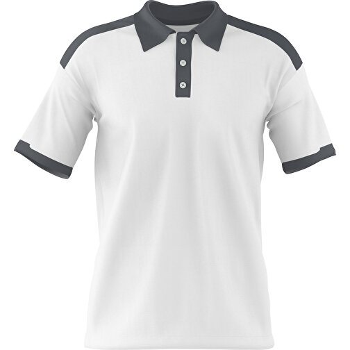 Poloshirt Individuell Gestaltbar , weiss / dunkelgrau, 200gsm Poly / Cotton Pique, 2XL, 79,00cm x 63,00cm (Höhe x Breite), Bild 1