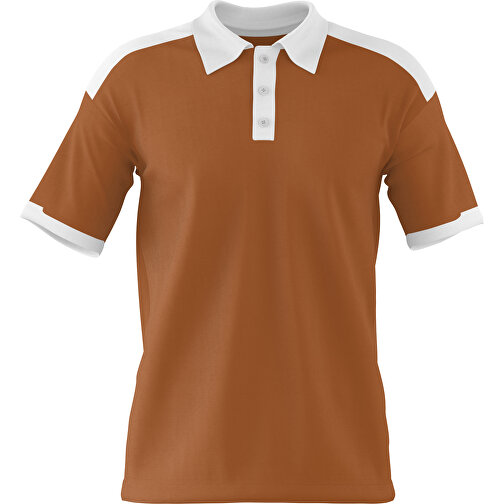 Poloshirt Individuell Gestaltbar , braun / weiß, 200gsm Poly / Cotton Pique, XS, 60,00cm x 40,00cm (Höhe x Breite), Bild 1