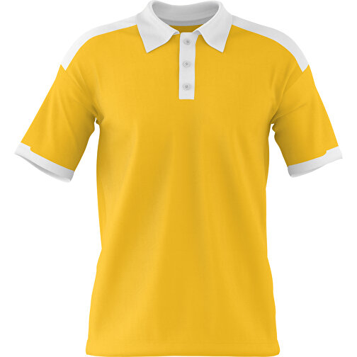 Poloshirt Individuell Gestaltbar , sonnengelb / weiß, 200gsm Poly / Cotton Pique, XS, 60,00cm x 40,00cm (Höhe x Breite), Bild 1