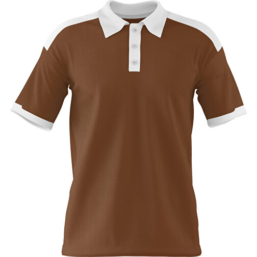 Poloshirt Individuell Gestaltbar , dunkelbraun / weiß, 200gsm Poly / Cotton Pique, XL, 76,00cm x 59,00cm (Höhe x Breite), Bild 1