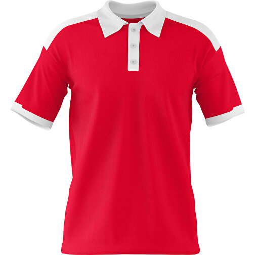 Poloshirt Individuell Gestaltbar , ampelrot / weiss, 200gsm Poly / Cotton Pique, XL, 76,00cm x 59,00cm (Höhe x Breite), Bild 1