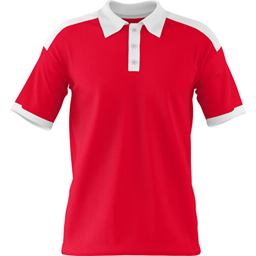 Poloshirt Individuell Gestaltbar , ampelrot / weiß, 200gsm Poly / Cotton Pique, XL, 76,00cm x 59,00cm (Höhe x Breite), Bild 1