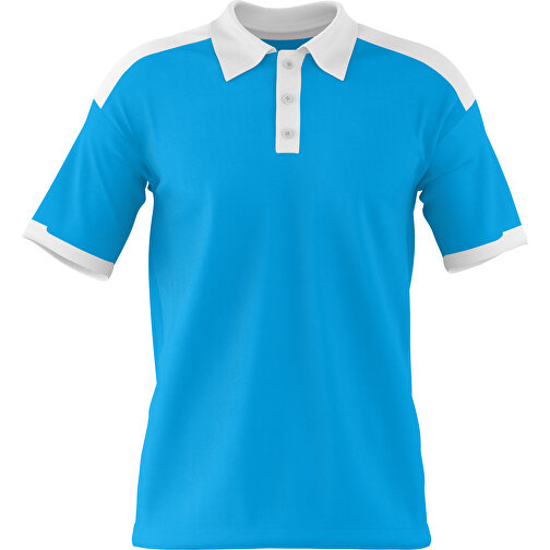 Poloshirt Individuell Gestaltbar , himmelblau / weiss, 200gsm Poly / Cotton Pique, S, 65,00cm x 45,00cm (Höhe x Breite), Bild 1