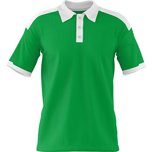 Poloshirt Individuell Gestaltbar , grün / weiß, 200gsm Poly / Cotton Pique, M, 70,00cm x 49,00cm (Höhe x Breite), Bild 1