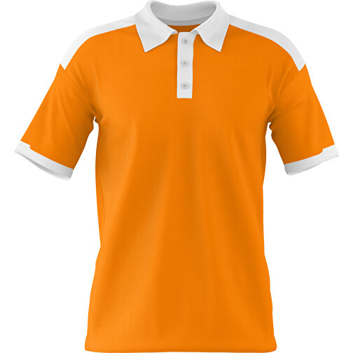 Poloshirt Individuell Gestaltbar , gelborange / weiss, 200gsm Poly / Cotton Pique, L, 73,50cm x 54,00cm (Höhe x Breite), Bild 1