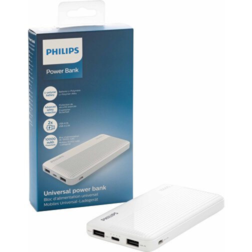 Philips 10.000 MAh Slim Powerbank, Weiß , weiß, ABS, 13,60cm x 1,60cm (Länge x Höhe), Bild 9