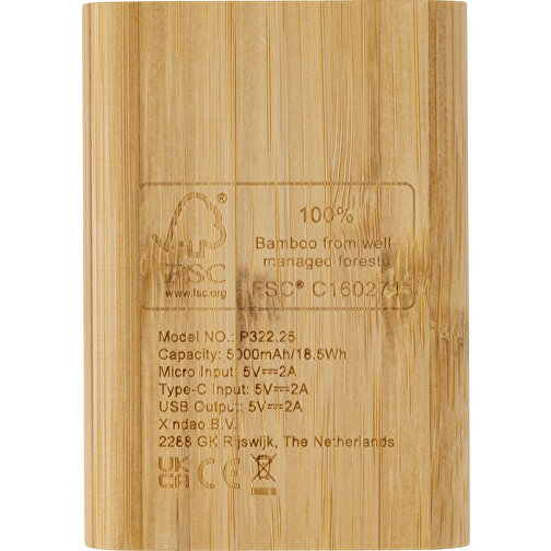 Batterie de secours 5000 mAh en bambou certifié FSC ®, Image 5