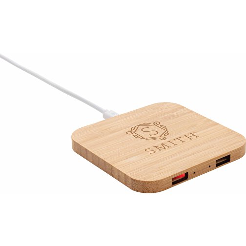 FSC®certificeret 5W trådløs bambus oplader med USB, Billede 8
