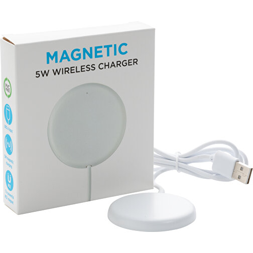 5W Magnetischer Wireless Charger, Weiss , weiss, ABS, 0,60cm (Höhe), Bild 6