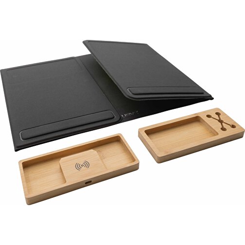 Impact AWARE RPET Faltbare Desk-Organizer Mit Laptop-Ständer, Schwarz , schwarz, PET - recycelt, 80,00cm x 0,50cm (Länge x Höhe), Bild 1