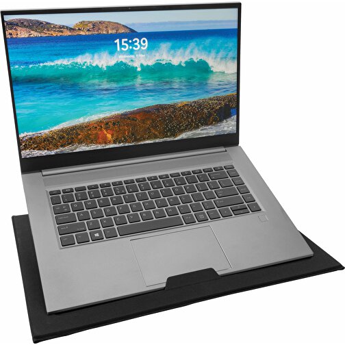 Impact AWARE RPET Faltbare Desk-Organizer Mit Laptop-Ständer, Schwarz , schwarz, PET - recycelt, 80,00cm x 0,50cm (Länge x Höhe), Bild 3