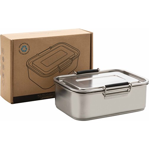 Auslaufsichere Lunchbox Aus RCS Recyceltem Stainless Steel, Silber , silber, Rostfreier Stahl - recycelt, 18,20cm x 6,30cm (Länge x Höhe), Bild 8