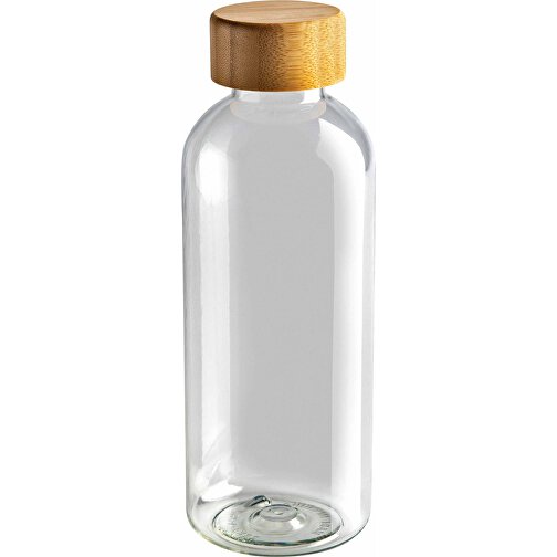 GRS RPET Flasche Mit Bambus-Deckel, Transparent , transparent, PET - recycelt, 7,40cm x 20,60cm (Länge x Höhe), Bild 1