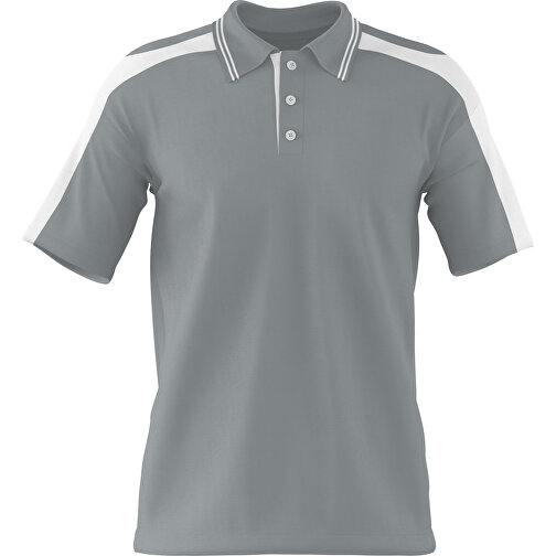 Poloshirt Individuell Gestaltbar , silber / weiß, 200gsm Poly / Cotton Pique, M, 70,00cm x 49,00cm (Höhe x Breite), Bild 1