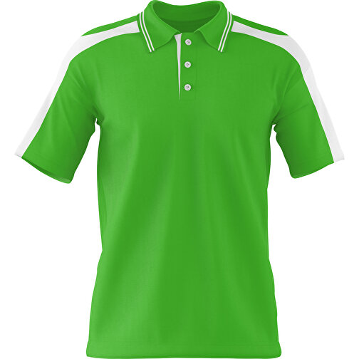 Poloshirt Individuell Gestaltbar , grasgrün / weiß, 200gsm Poly / Cotton Pique, M, 70,00cm x 49,00cm (Höhe x Breite), Bild 1