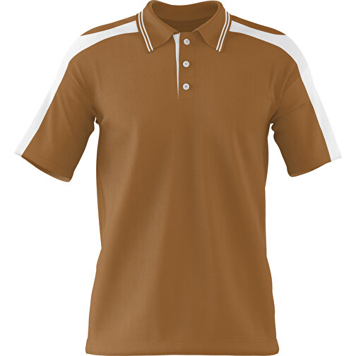 Poloshirt Individuell Gestaltbar , erdbraun / weiß, 200gsm Poly / Cotton Pique, 3XL, 81,00cm x 66,00cm (Höhe x Breite), Bild 1