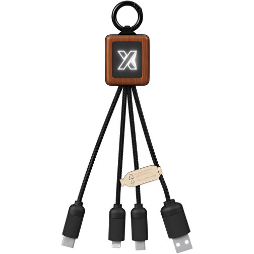 SCX.design C19 Easy To Use Kabel Aus Holz Mit Leuchtlogo , holz / schwarz, Recycelter ABS Kunststoff, Bambusholz, Recycelter PET Kunststoff, 17,00cm x 1,20cm x 2,80cm (Länge x Höhe x Breite), Bild 4