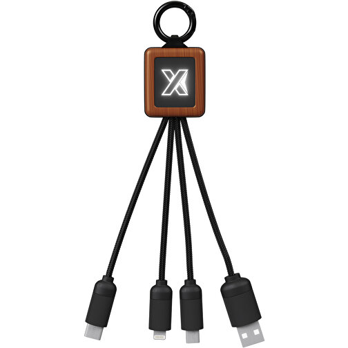 SCX.design C19 Easy To Use Kabel Aus Holz Mit Leuchtlogo , holz / schwarz, Recycelter ABS Kunststoff, Bambusholz, Recycelter PET Kunststoff, 17,00cm x 1,20cm x 2,80cm (Länge x Höhe x Breite), Bild 5