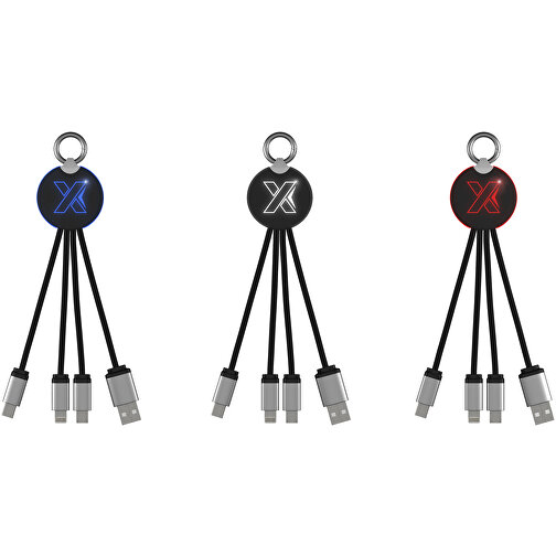 SCX.design C16 Kabel Mit Leuchtlogo , blau / schwarz, Recycelter ABS Kunststoff, Recycelter PET Kunststoff, Metall, 14,00cm x 1,20cm x 3,50cm (Länge x Höhe x Breite), Bild 5