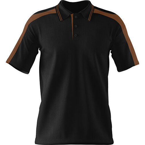 Poloshirt Individuell Gestaltbar , schwarz / dunkelbraun, 200gsm Poly / Cotton Pique, XS, 60,00cm x 40,00cm (Höhe x Breite), Bild 1