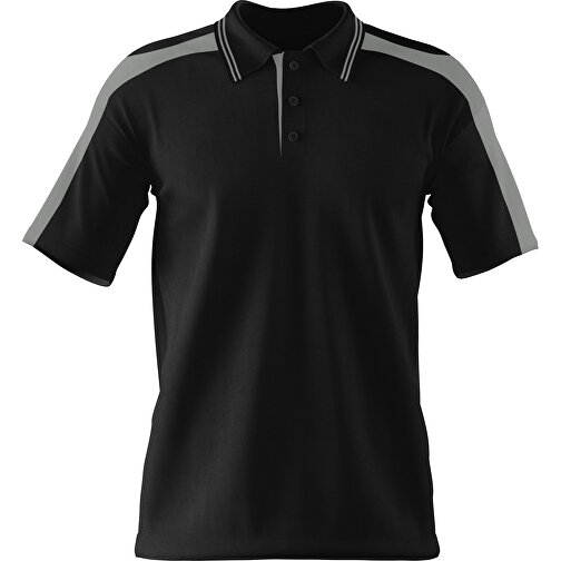 Poloshirt Individuell Gestaltbar , schwarz / grau, 200gsm Poly / Cotton Pique, XS, 60,00cm x 40,00cm (Höhe x Breite), Bild 1