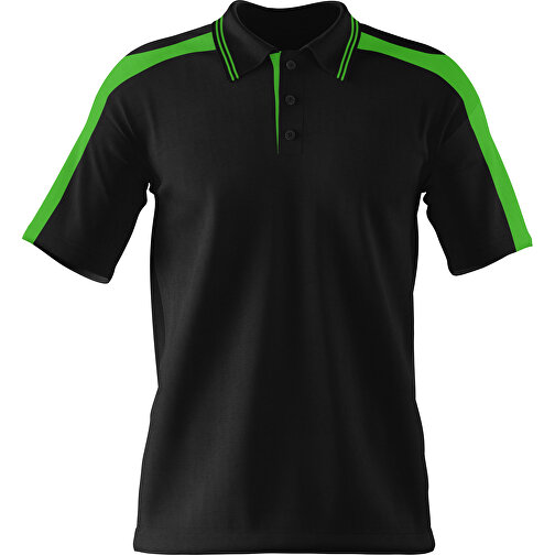 Poloshirt Individuell Gestaltbar , schwarz / grasgrün, 200gsm Poly / Cotton Pique, XS, 60,00cm x 40,00cm (Höhe x Breite), Bild 1