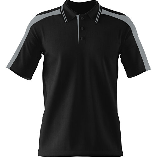 Poloshirt Individuell Gestaltbar , schwarz / silber, 200gsm Poly / Cotton Pique, XL, 76,00cm x 59,00cm (Höhe x Breite), Bild 1