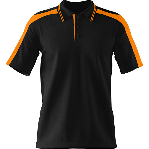 Poloshirt Individuell Gestaltbar , schwarz / gelborange, 200gsm Poly / Cotton Pique, XL, 76,00cm x 59,00cm (Höhe x Breite), Bild 1
