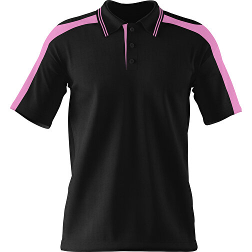 Poloshirt Individuell Gestaltbar , schwarz / rosa, 200gsm Poly / Cotton Pique, S, 65,00cm x 45,00cm (Höhe x Breite), Bild 1