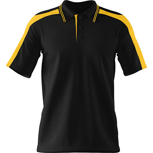 Poloshirt Individuell Gestaltbar , schwarz / sonnengelb, 200gsm Poly / Cotton Pique, S, 65,00cm x 45,00cm (Höhe x Breite), Bild 1