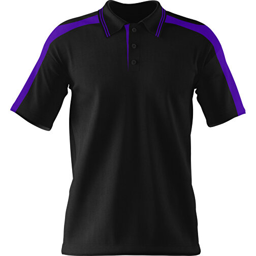 Poloshirt Individuell Gestaltbar , schwarz / violet, 200gsm Poly / Cotton Pique, M, 70,00cm x 49,00cm (Höhe x Breite), Bild 1