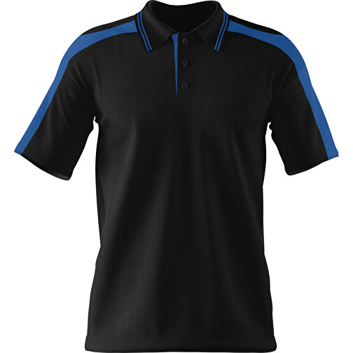 Poloshirt Individuell Gestaltbar , schwarz / dunkelblau, 200gsm Poly / Cotton Pique, M, 70,00cm x 49,00cm (Höhe x Breite), Bild 1
