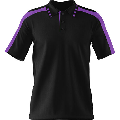 Poloshirt Individuell Gestaltbar , schwarz / lavendellila, 200gsm Poly / Cotton Pique, M, 70,00cm x 49,00cm (Höhe x Breite), Bild 1