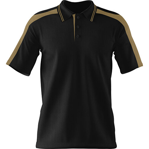 Poloshirt Individuell Gestaltbar , schwarz / gold, 200gsm Poly / Cotton Pique, 3XL, 81,00cm x 66,00cm (Höhe x Breite), Bild 1